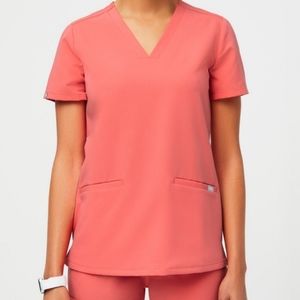 Figs Scrubs Hot Coral Casma Three-Pocket NWT